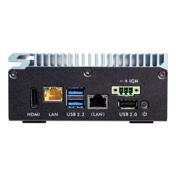 Shuttle Edge PC SPCEL02, Intel Celeron J6412, 1x HDMI, 2x 2.5G LAN, 1x COM, DIO (4x įėjimai, 4x išėjimai), 3x USB, 2x M.2, 12-24V, 24/7 nuolatinis darbas, be ventiliatoriaus, komplekte VESA ir DIN-RAIL laikikliai