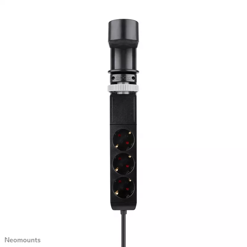 Neomounts DS22-840BL6 VOLT stalinis lizdas su spaustuku, USB-C ir USB-A prievadais - greitas įkrovimas