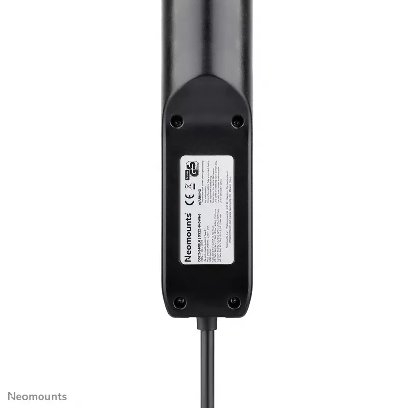 Neomounts DS22-840BL6 VOLT stalinis lizdas su spaustuku, USB-C ir USB-A prievadais - greitas įkrovimas