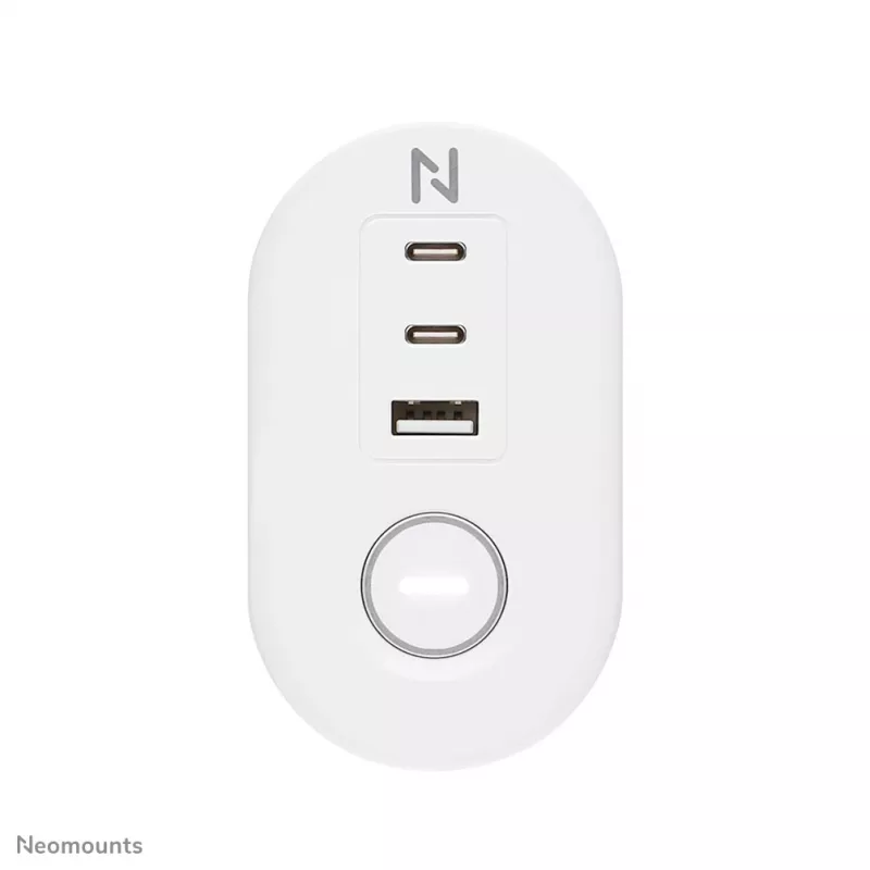 Neomounts DS22-840WH6 stalinis kištukinis lizdas su spaustuku, USB-C ir USB-A prievadais – greitas įkrovimas