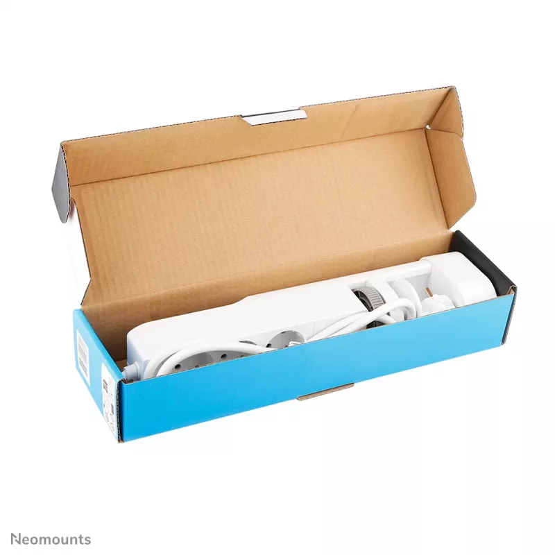 Neomounts DS22-840WH6 stalinis kištukinis lizdas su spaustuku, USB-C ir USB-A prievadais – greitas įkrovimas