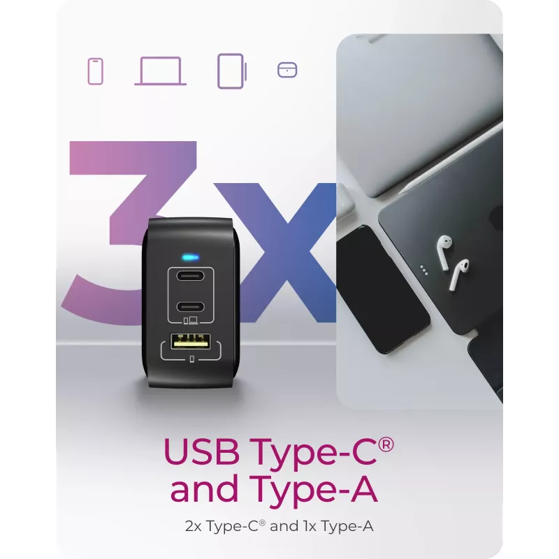 Įkroviklis patalpoms ICY BOX IB-PS1030-PD Universal Black Greitasis įkrovimas