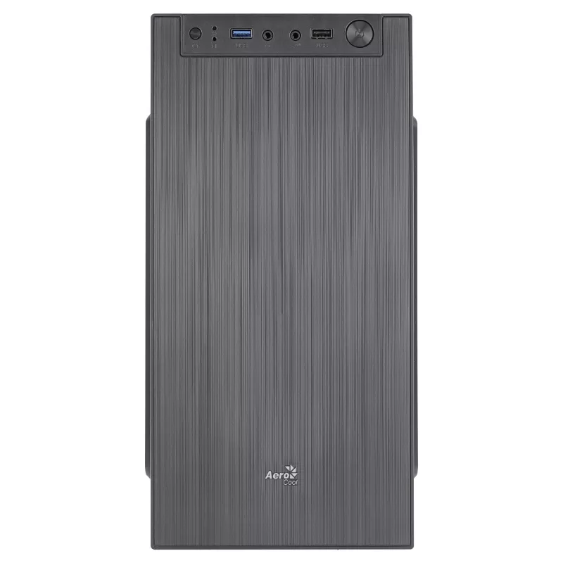Aerocool CS108BKV1 kompiuterio korpusas Micro ATX, aliuminio šepetėliuotas priekis, juodas, 80 mm ventiliatorius