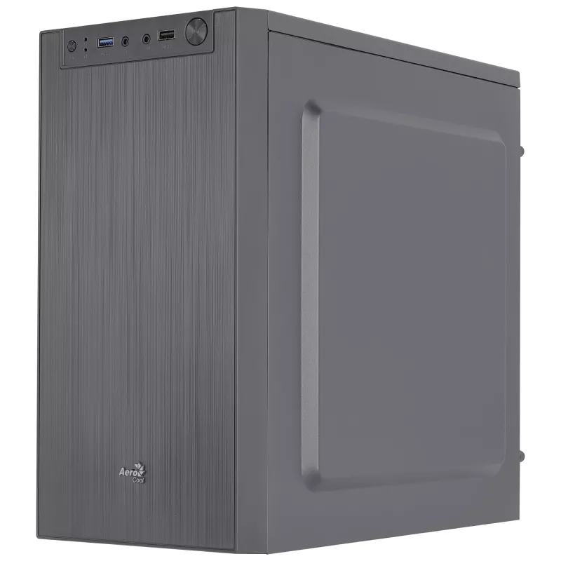 Aerocool CS108BKV1 kompiuterio korpusas Micro ATX, aliuminio šepetėliuotas priekis, juodas, 80 mm ventiliatorius