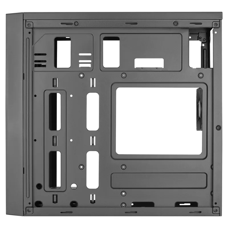 Aerocool CS108BKV1 kompiuterio korpusas Micro ATX, aliuminio šepetėliuotas priekis, juodas, 80 mm ventiliatorius