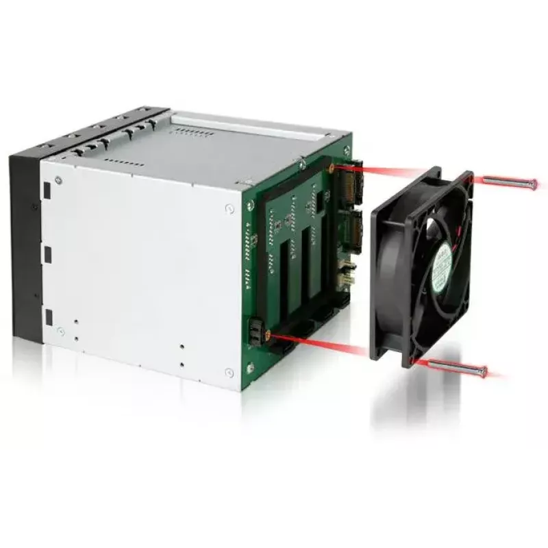 Icy Dock MB155SP-B juodas – 5 vnt. 3,5 inch SATA III diskų lentyna 3 x 5,25 inch lizduose su karšto keitimo krepšeliais
