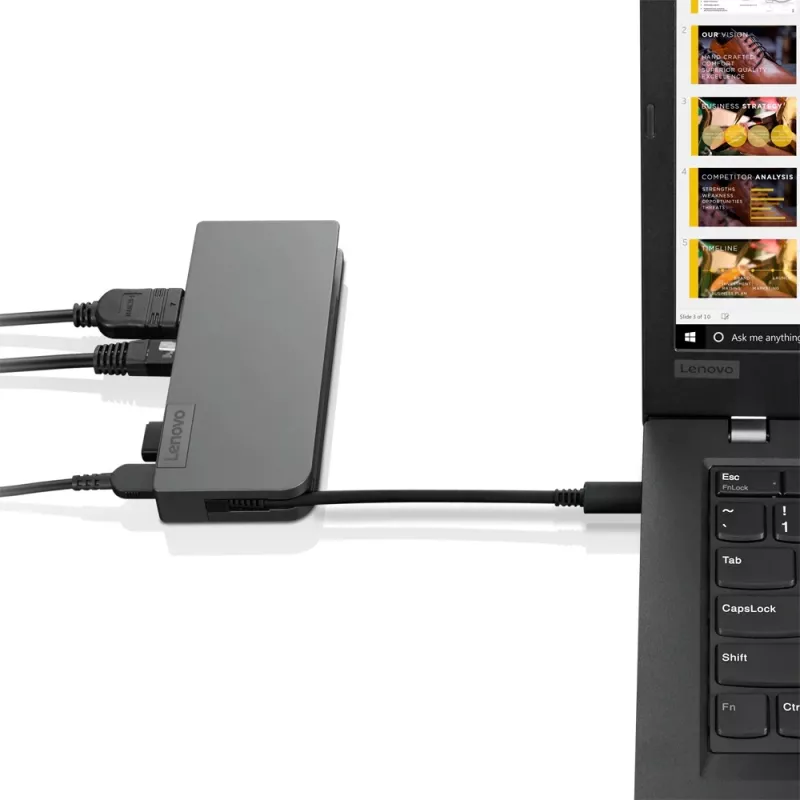 Lenovo 4X90S92381 Powered USB-C Travel Hub prijungimo stotelė, VGA, HDMI, 13 W, Iron Grey