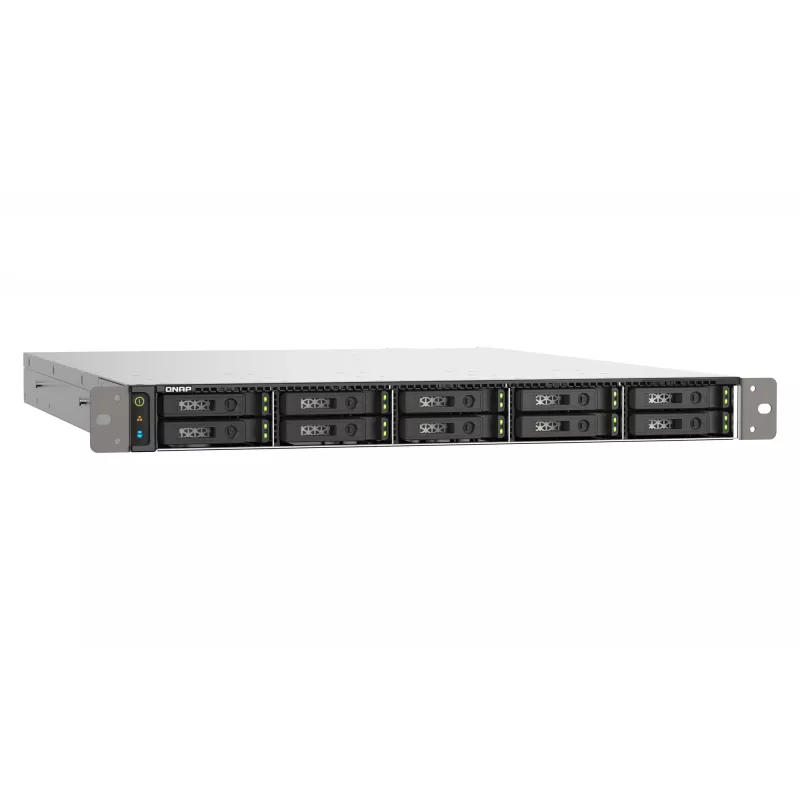 QNAP TS-h1090FU NAS stelažas (1U) EPYC 7232P 64 GB DDR4 0 TB QuTS hero Juoda, Pilka