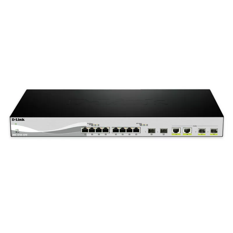 D-Link DXS-1210-12SC/E tinklo jungiklis valdomas L2 10G Ethernet (100/1000/10000) 1U juodas, sidabrinis