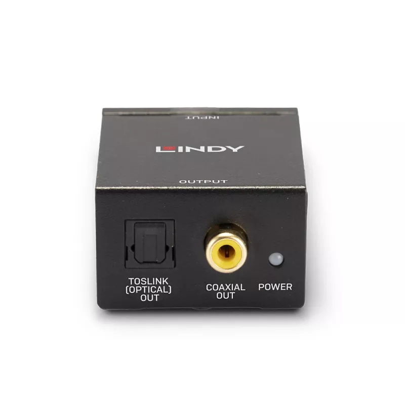 Analoginis stereo RCA į TosLink (optinį) ir koaksialinį ADC keitiklis Lindy 70309
