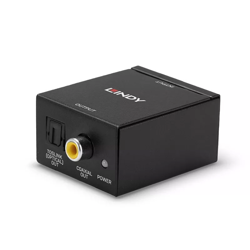 Analoginis stereo RCA į TosLink (optinį) ir koaksialinį ADC keitiklis Lindy 70309