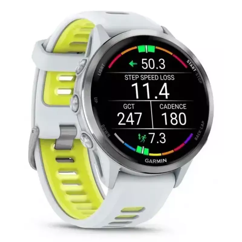 Garmin Forerunner 970 Titanium 010-02969-11 sportinis išmanusis laikrodis, Whitestone/Amp Yellow spalvų