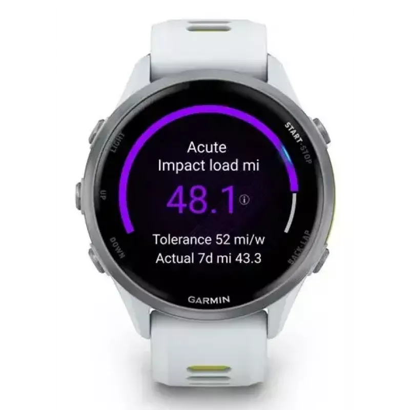Garmin Forerunner 970 Titanium 010-02969-11 sportinis išmanusis laikrodis, Whitestone/Amp Yellow spalvų