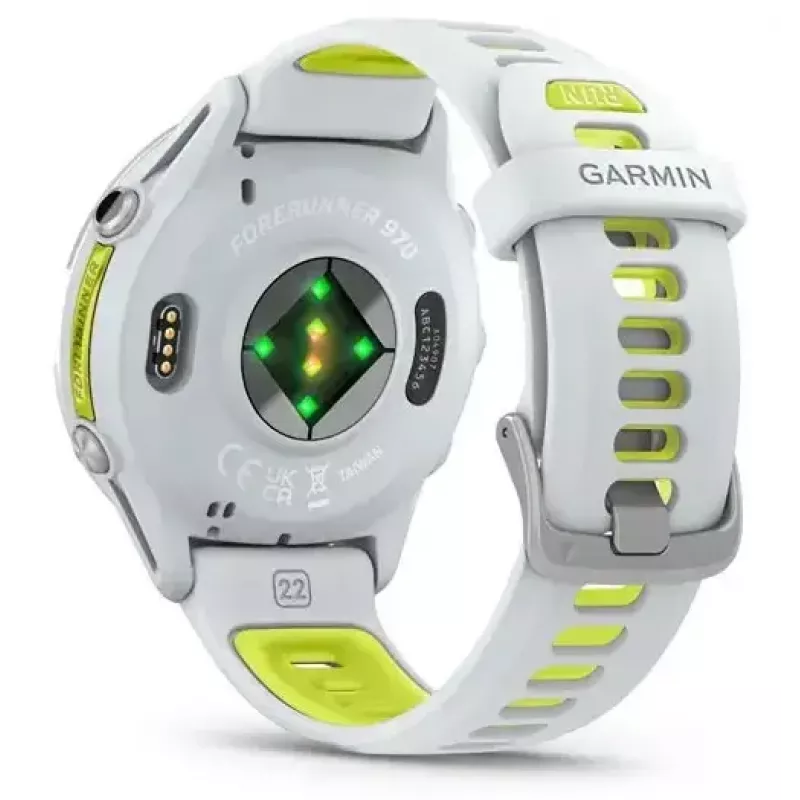 Garmin Forerunner 970 Titanium 010-02969-11 sportinis išmanusis laikrodis, Whitestone/Amp Yellow spalvų