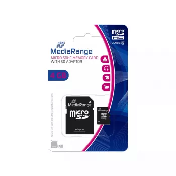 Atminties kortelė MediaRange 4GB MicroSDHC Class 10 MR956