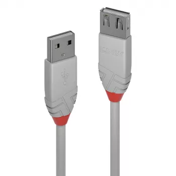 Lindy 1 m USB 2.0 tipo A ilginimo laidas, Anthra Line, pilka