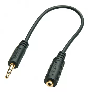 3,5 mm kištukas – 2,5 mm lizdo garso adapteris, 20 cm, juodas