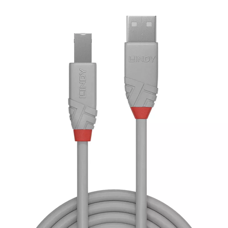Lindy 0,5 m USB 2.0 Type A–B laidas, Anthra Line, pilka