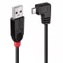 Lindy 2 m USB 2.0 laidas - USB A į Micro-B, 90 laipsnių stačiu kampu