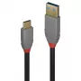 Lindy 1,5 m USB 3.2 Type A į C laidas, 10 Gbps, 5 A, PD, Anthra Line
