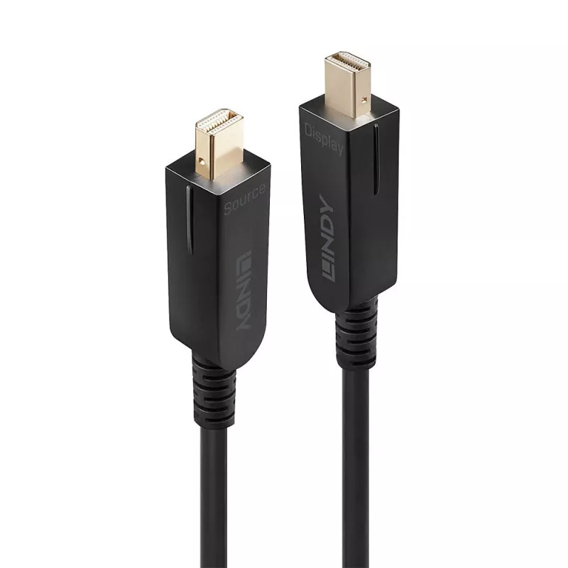 Lindy 20m Hibridinis šviesolaidinis Mini DisplayPort 1.4 laidas su nuimamomis DP jungtimis