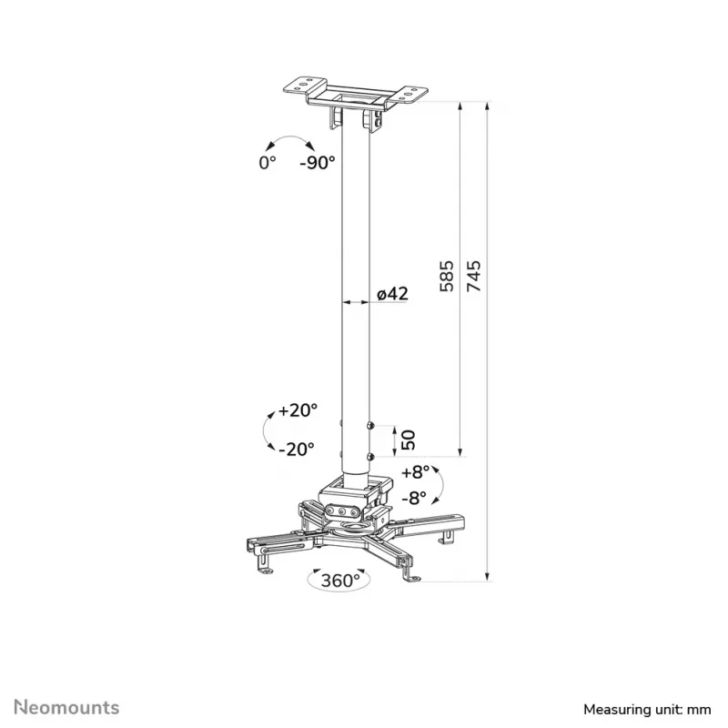 Lubinis laikiklis Neomounts CL25-550BL1 Juodas 35kg