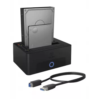 ICY BOX 2-jėjų dokavimo ir klonavimo stotelė 2,5 inch arba 3,5 inch SATA diskams su USB 3.0 sąsaja