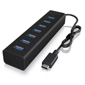 ICY BOX IB-HUB1700-C3 USB 3.2 Gen 1 (3.1 Gen 1) Type-C 5000 Mbit/s Juodas
