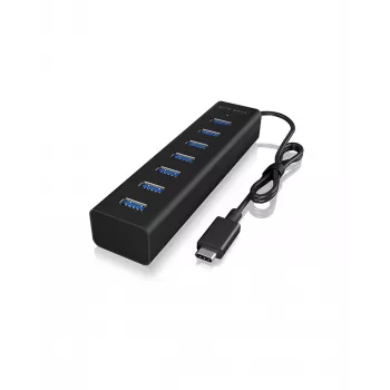 ICY BOX IB-HUB1700-C3 USB 3.2 Gen 1 (3.1 Gen 1) Type-C 5000 Mbit/s Juodas