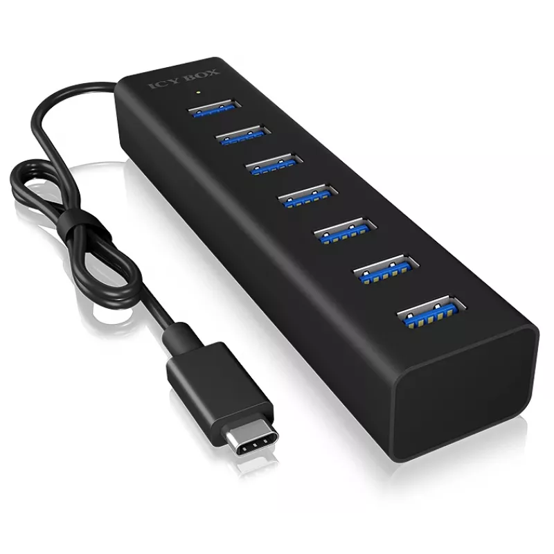 ICY BOX IB-HUB1700-C3 USB 3.2 Gen 1 (3.1 Gen 1) Type-C 5000 Mbit/s Juodas