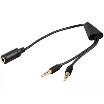 Garso laidas Microconnect AUDAL 0,4 m 2x3,5 mm lizdas į 3,5 mm kištuką juodas