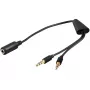 Garso laidas Microconnect AUDAL 0,4 m 2x3,5 mm lizdas į 3,5 mm kištuką juodas