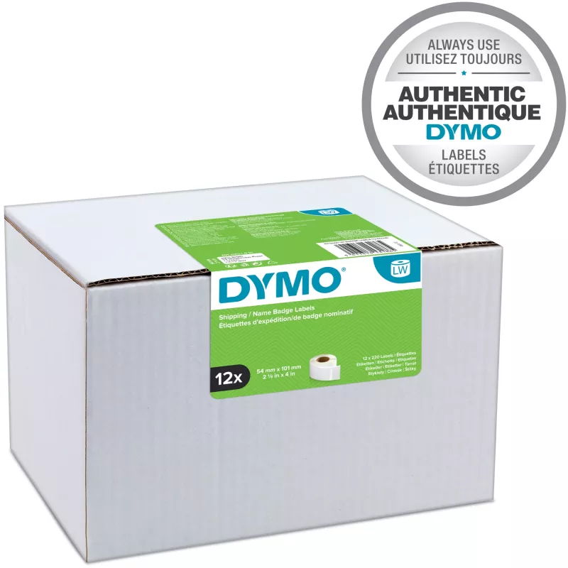 DYMO S0722420 LabelWriter siuntų / vardinių kortelių etiketės, 54 x 101 mm, 12 ritinėlių po 220 (2640 etikečių), lipnios, baltos