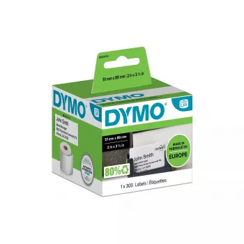 DYMO Authentic LabelWriter kortelės lankytojų/vardų ženkleliams | 51 mm x 89 mm | Nelipnios | 300 vnt. rulone Easy-Peel | LabelWriter spausdintuvams | Pagaminta Europoje