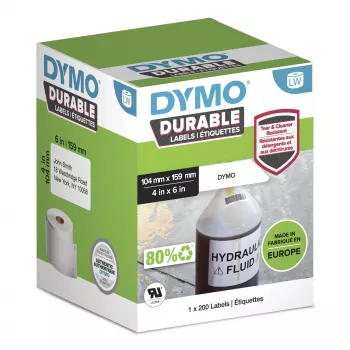 DYMO Authentic LabelWriter Durable Labels 104x159 mm, balta polipropileninė, 200 vnt., lipnios etiketės