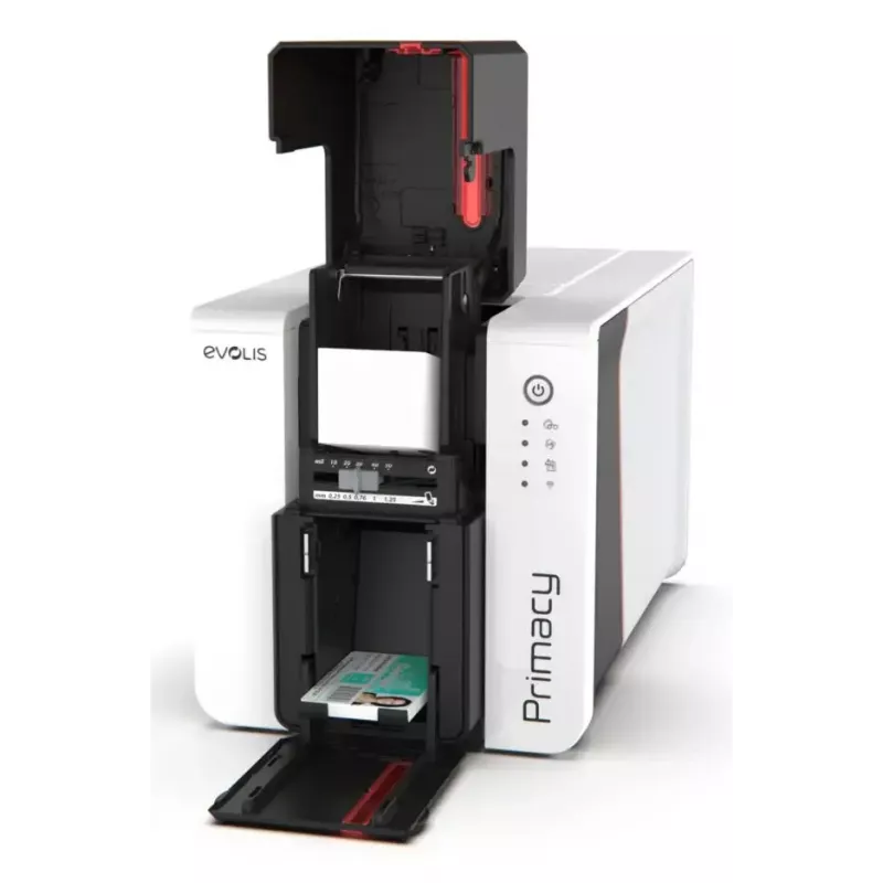 Plastikinių kortelių spausdintuvas Evolis Primacy 2 – dažų sublimacija / dervos terminis perkėlimas, 300 x 1200 DPI, 100 kortelių įvesties dėklas, Fast Ethernet