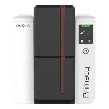 Plastikinių kortelių spausdintuvas Evolis Primacy 2 – dažų sublimacija / dervos terminis perkėlimas, 300 x 1200 DPI, 100 kortelių įvesties dėklas, Fast Ethernet