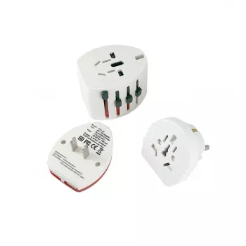 Microconnect PETRAVEL12 universalus kelioninis adapteris su USB įkrovikliu balta