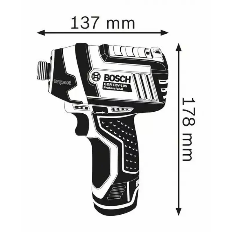 Akumuliatorinis smūginis veržliaraktis Bosch GDR 12V-105 Professional 1/4 colio 2600 RPM 105 N⋅m juodas, mėlynas