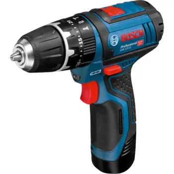 Bosch GSB 10,8-2-LI Professional gręžtuvas su smūgine funkcija, raktinis, juodas, mėlynas, raudonas