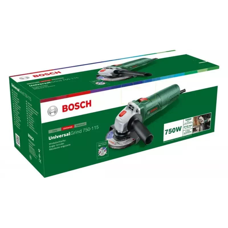Bosch UniversalGrind 750-115 06033E2000 kampinis šlifuoklis, 750 W, žalias/juodas