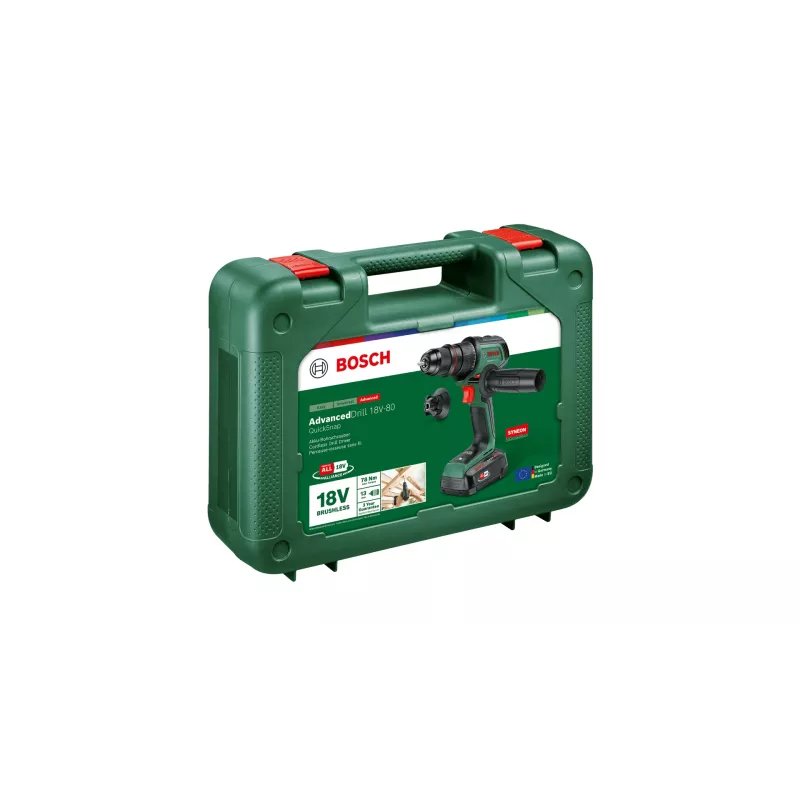 Belaidis gręžtuvas Bosch AdvancedDrill 18V-80 su 2,5 Ah Li‑jon akumuliatoriumi