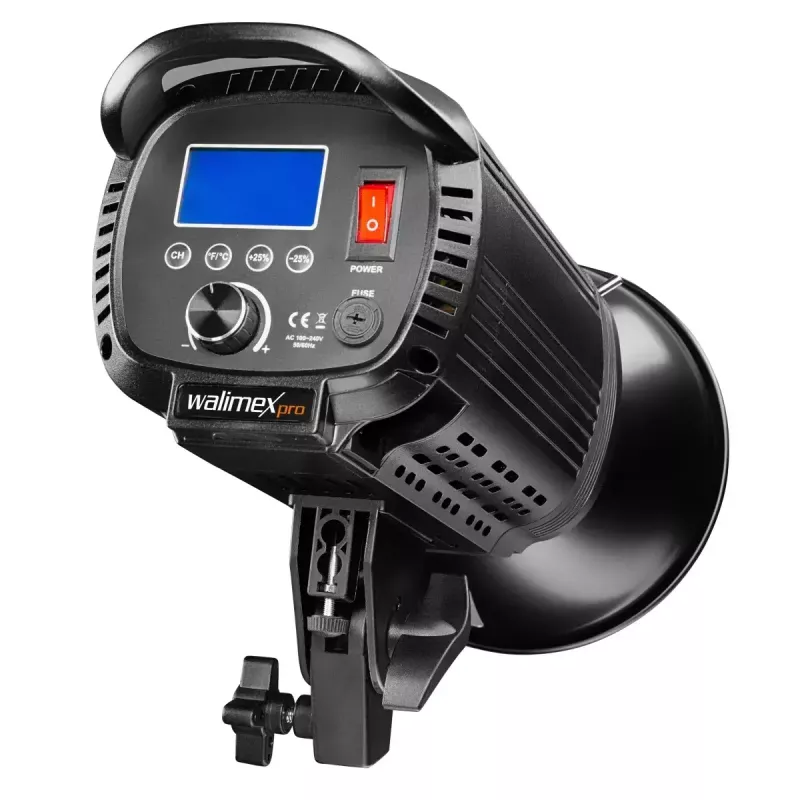Studijinis LED šviestuvas Walimex Niova 100 W, 1 LED lemputė, juodas metalo/plastiko korpusas, LCD, 220-240V 50Hz