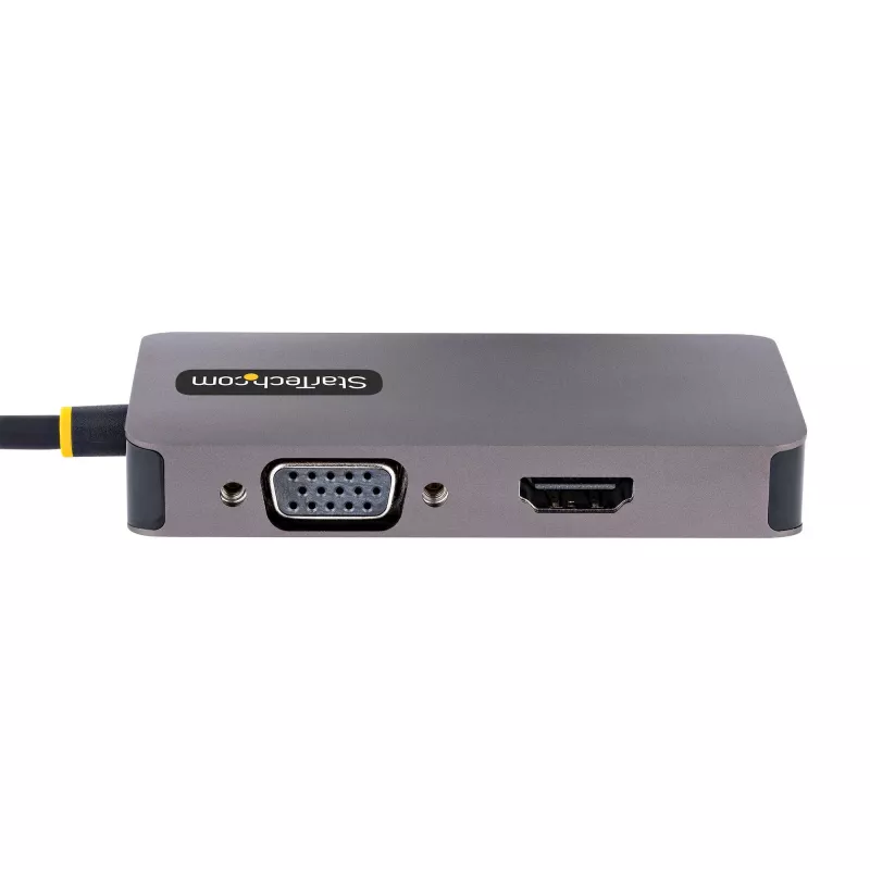 „StarTech.com“ USB-C vaizdo adapteris, USB-C į HDMI DVI VGA, iki 4K 60Hz, aliuminis, kelių prievadų vaizdo adapteris, suderinamas su „Thunderbolt 3 / 4“, USB Type-C kelioninis adapteris