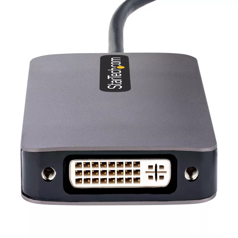 „StarTech.com“ USB-C vaizdo adapteris, USB-C į HDMI DVI VGA, iki 4K 60Hz, aliuminis, kelių prievadų vaizdo adapteris, suderinamas su „Thunderbolt 3 / 4“, USB Type-C kelioninis adapteris