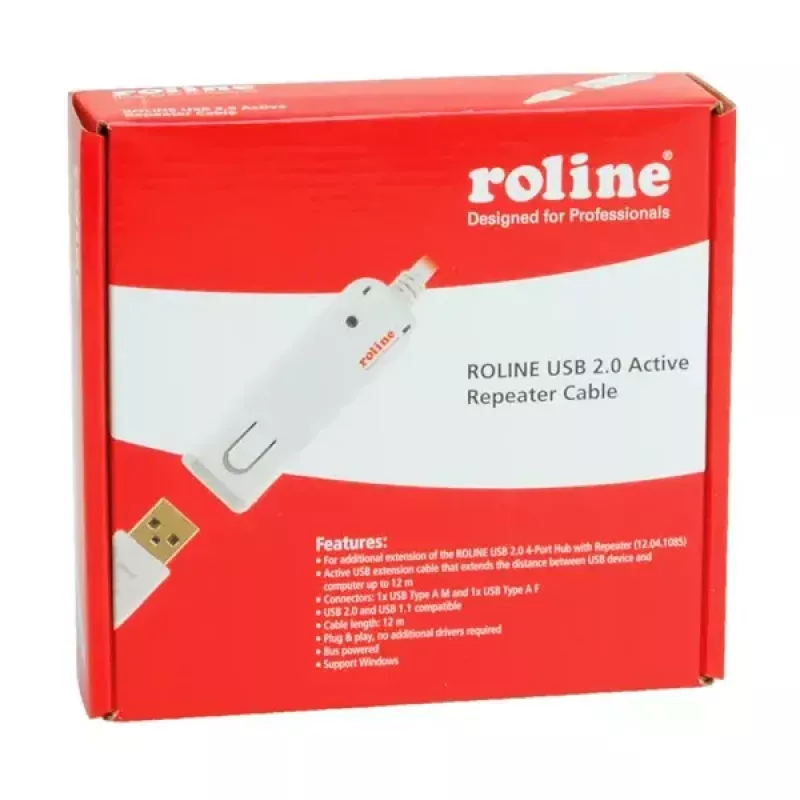 USB 2.0 aktyvus kartotuvinis ilginimo kabelis ROLINE 12.04.1085 12 m