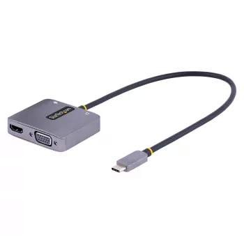 StarTech.com USB-C vaizdo adapteris, USB-C į HDMI VGA kelių prievadų adapteris, 3.5 mm garsas, 4K 60Hz HDR, 100W PD perdavimas, suderinamas su Thunderbolt 3/4 - USB-C kelioninis ekrano adapteris