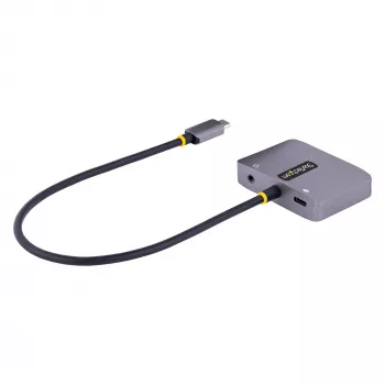 StarTech.com USB-C vaizdo adapteris, USB-C į HDMI VGA kelių prievadų adapteris, 3.5 mm garsas, 4K 60Hz HDR, 100W PD perdavimas, suderinamas su Thunderbolt 3/4 - USB-C kelioninis ekrano adapteris