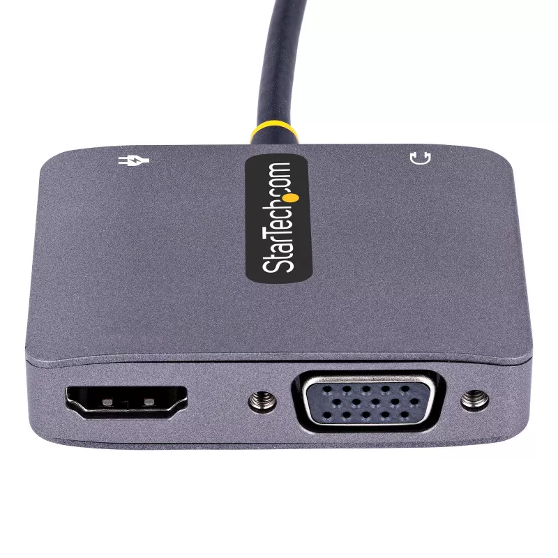 StarTech.com USB-C vaizdo adapteris, USB-C į HDMI VGA kelių prievadų adapteris, 3.5 mm garsas, 4K 60Hz HDR, 100W PD perdavimas, suderinamas su Thunderbolt 3/4 - USB-C kelioninis ekrano adapteris