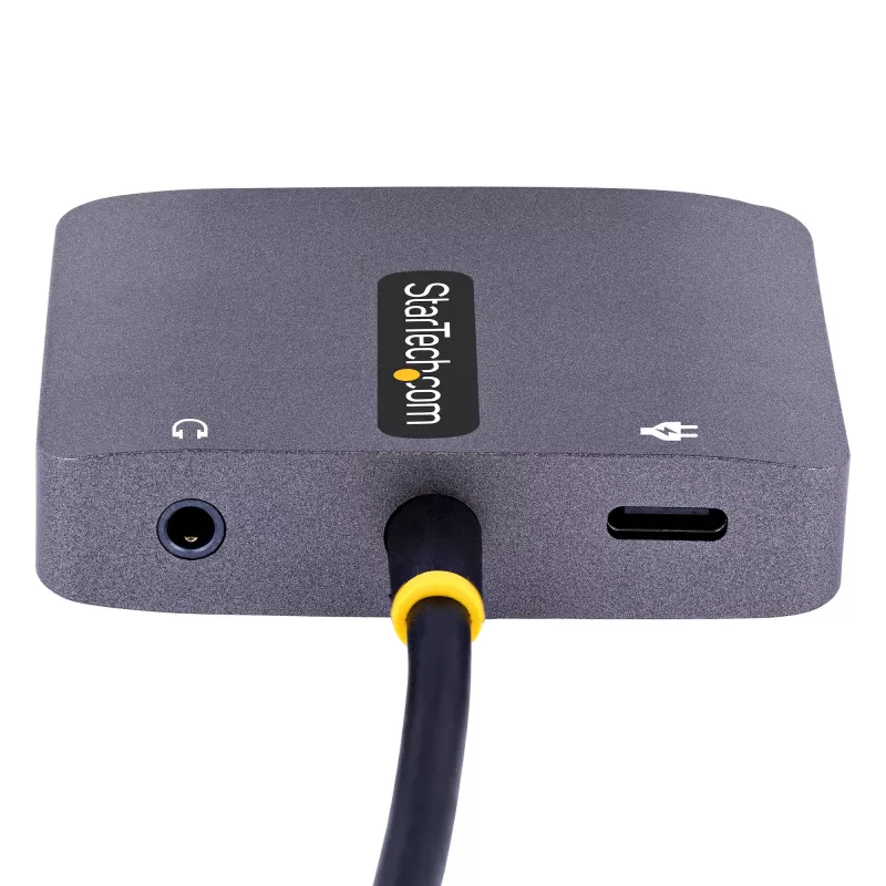 StarTech.com USB-C vaizdo adapteris, USB-C į HDMI VGA kelių prievadų adapteris, 3.5 mm garsas, 4K 60Hz HDR, 100W PD perdavimas, suderinamas su Thunderbolt 3/4 - USB-C kelioninis ekrano adapteris